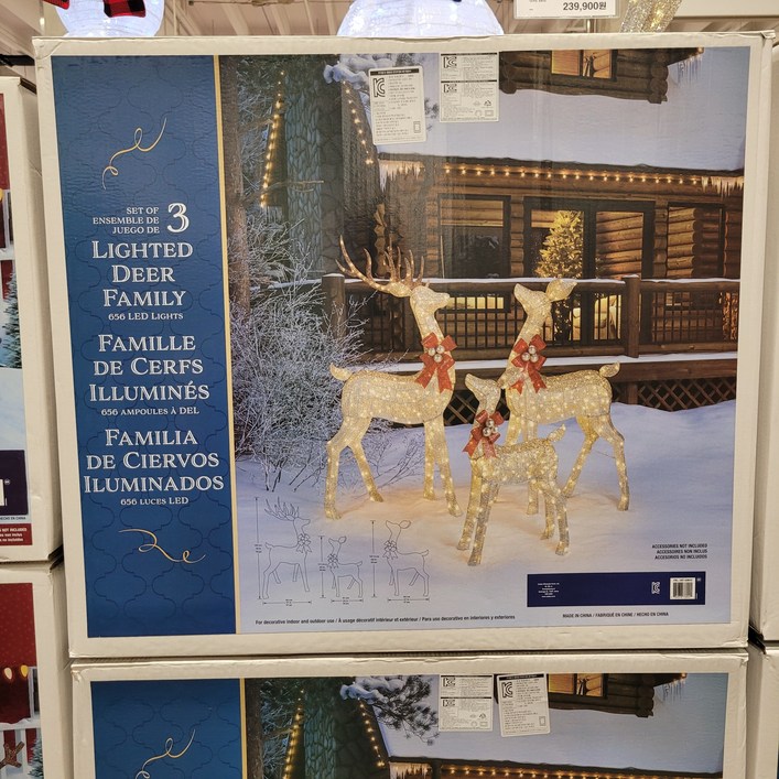 코스트코 크리스마스 사슴 장식 LED 장식 1세트 3개