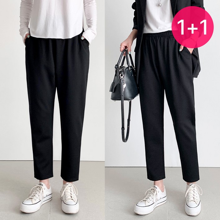 여성 빅사이즈 배기핏 밴딩 슬랙스 팬츠 55120 사방스판 간절기용 바지