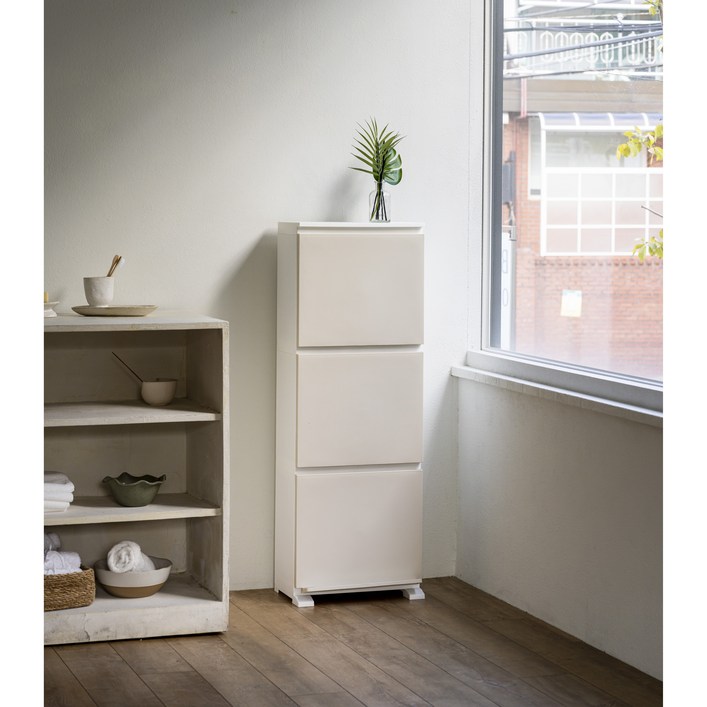 모다리빙 국내제조 수납정리함 분리수거함 틈새수납장, 1개, 베이지