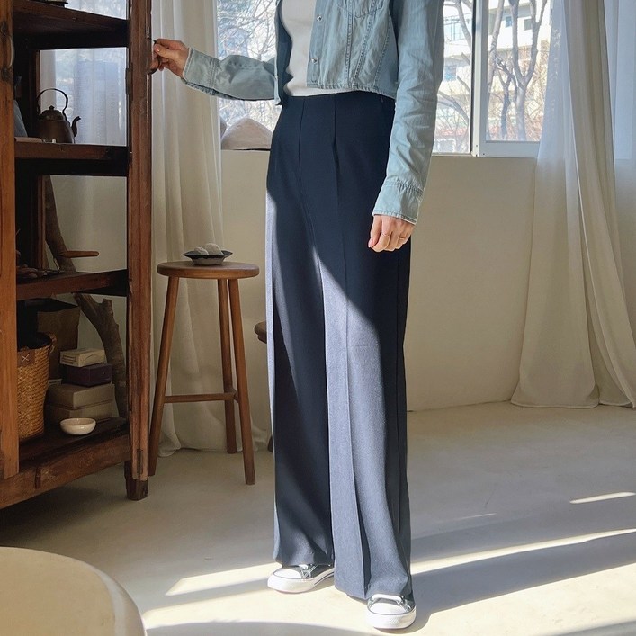 국산 숏 롱 히든밴딩 와이드 슬랙스 여성 와이드 팬츠
