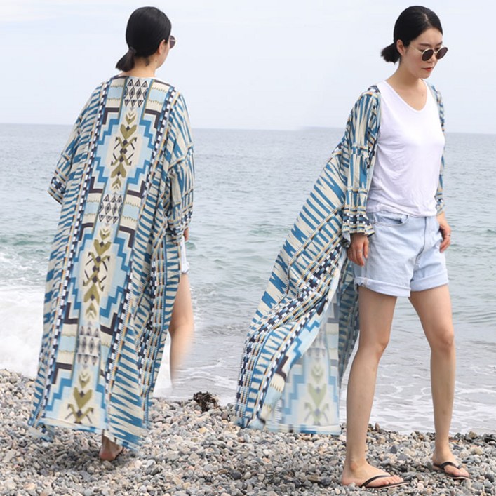 터치라인 다이 로브 오버핏 여름 비치 바캉스 로브 롱 가디건