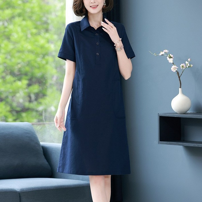 POMTOR 여성 원피스 빅사이즈 반팔 여름 면마원피스 롱원피스 POMTOR 여성 원피스 빅사이즈 반팔 여름 면마원피스 롱원피스