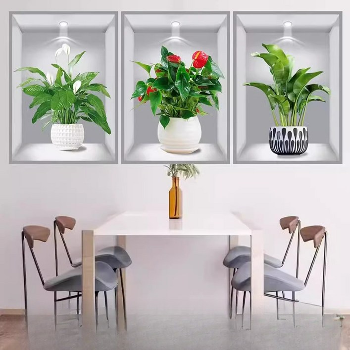 3D 입체 식물 벽 스티커 - 계단/거실/식당 벽면 커버 셀프 접착식 인테리어, 02. 행운이 찾아온다