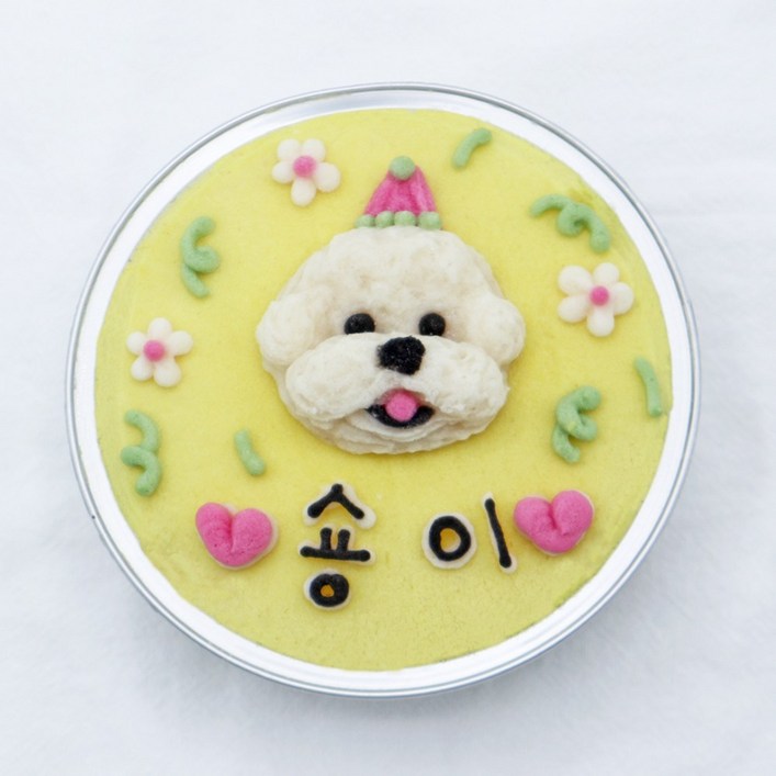 네츄럴펫스낵 강아지 수제 케이크, 1개, 100g, 노랑꽃밭케이크