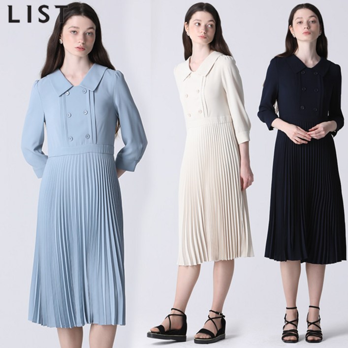 리스트 와이드 칼라 플리츠 원피스 리스트 와이드 칼라 플리츠 원피스