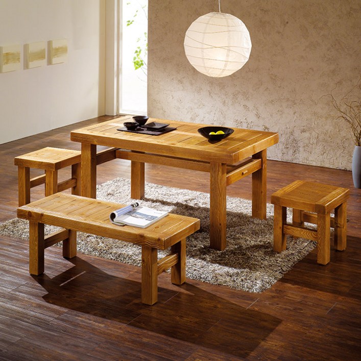 마루엔개비 우리목 원목마루 식탁세트 200사이즈 원목테이블 의자