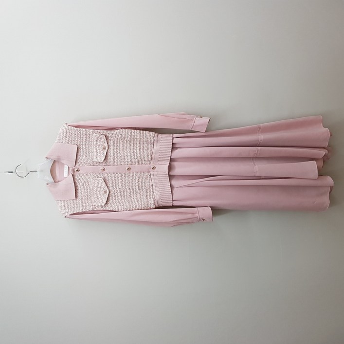 (중*고) SJSJ 2023 트위드 배색 플리츠 롱 원피스 82-94-160