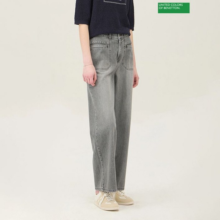 베네통 포켓 와이드 데님 팬츠 BADPA9631