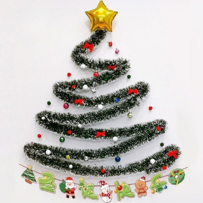 크리스마스 눈꽃 모루장식 길이2m x 폭10Cm 카페장식 트리벽장식