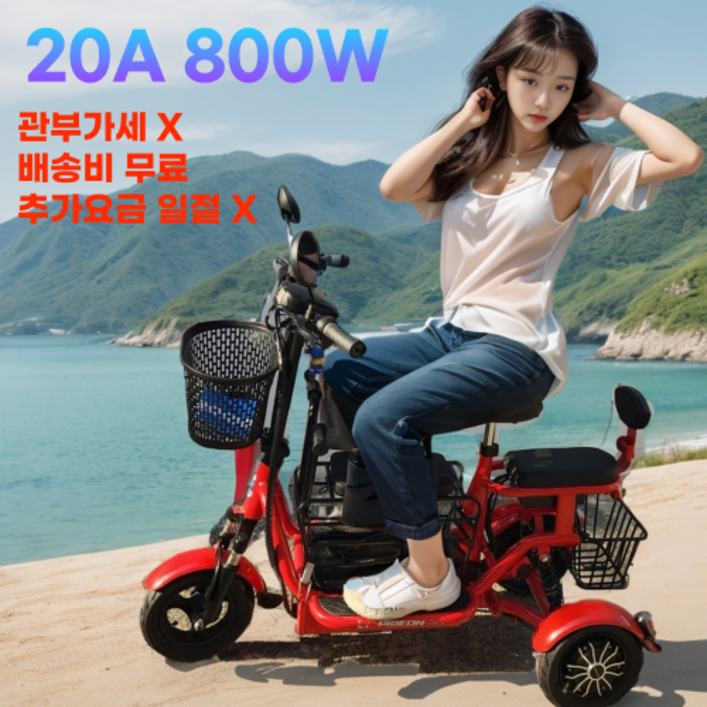 폭스가드 세발 전기자전거 듀얼모터기본 탑재 20Ah 픽업 등원, WHITE