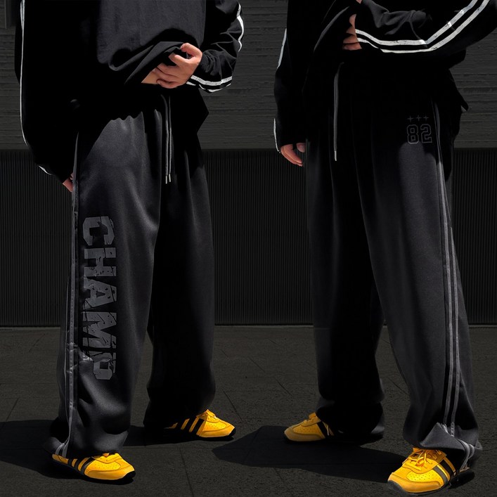 빠델 사계절 착용 챔프와이드 트랙 벌룬 밴딩 스웻팬츠 트레이닝 통와이드 츄리닝 바지