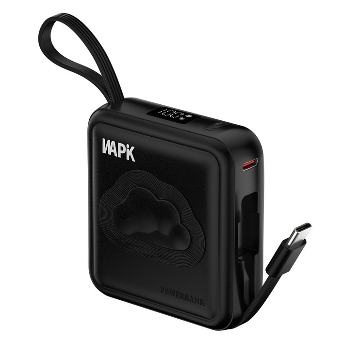 와피크 초소형 미니 보조배터리 M2 10000mAh 기내반입 잔량표시 내장케이블