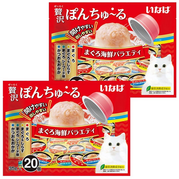 이나바 챠오 퐁츄르 챠오퐁 고양이 간식, 참치&해산물버라이어티 (TSC-114), 35g, 40개