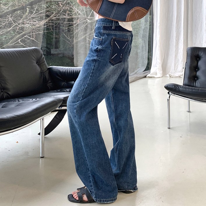 대박난박양 포켓 포인트 와이드 청바지