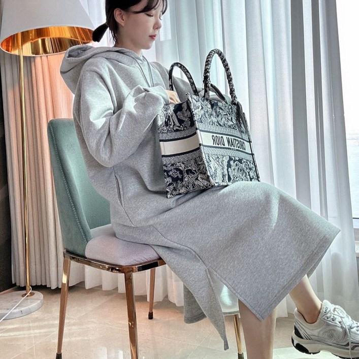 쥐베리 자체제작 기모 후드원피스,롱 원피스,데일리룩,꾸안꾸룩,프리사이즈후드원피스