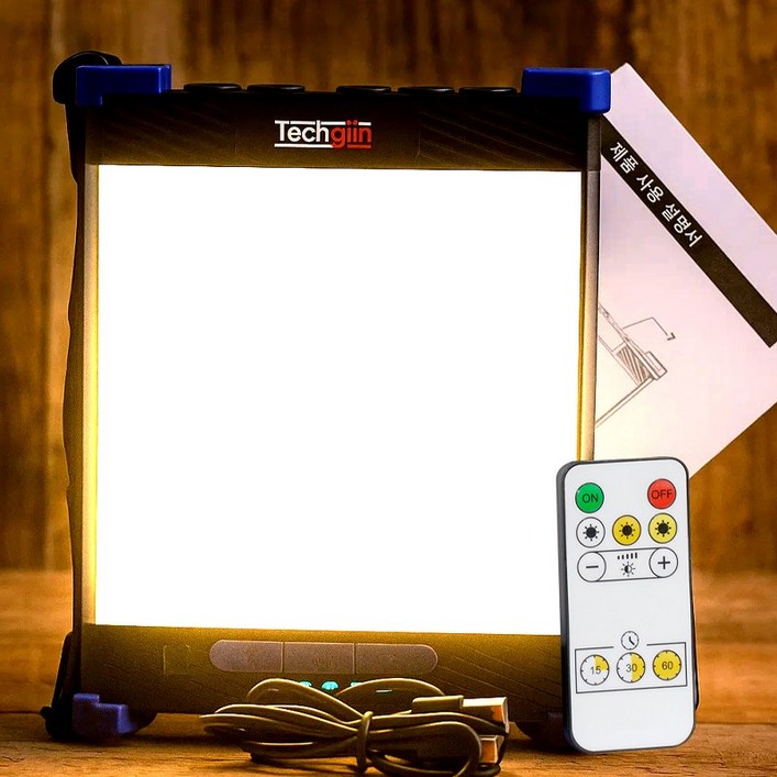 밝고환한 캠핑랜턴 리모콘작동 2000루멘스 LED 충전식 대용량 10000mAh 배터리 휴대폰충전 텐트 야영 차박 초강력 자석 걸이식 감성 조명 손전등, 100개, 블루