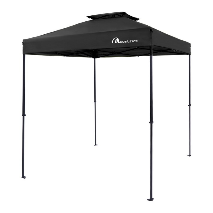 MOON LENCE 원터치 타프 사각 캠핑 타프 방수 타프 그늘막 타프 시스템 파고라 3단 고도 조절 자외선 차단 UPF50+ 조립 간단 UV(타프막) 스틸(프레임), 검은색
