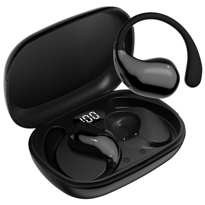 한정특가Wapik와피크 무선 블루투스 이어폰 R3 오픈형 귀걸이형 ENC고음질, 블랙