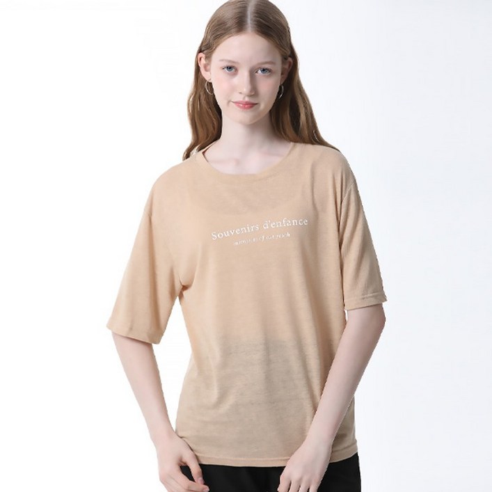 리스트 린넨 심플 레터링 티셔츠  택가격  78000원