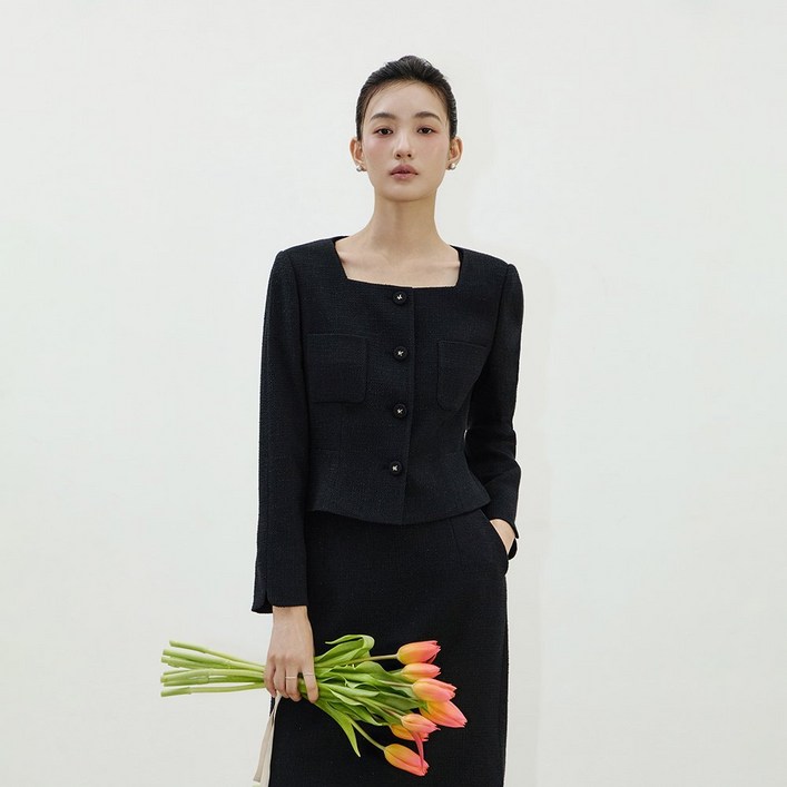 국내백화점  잇미샤 페플럼 셋업 자켓 봄 여성 우아한 실루엣 하객패션 투피스