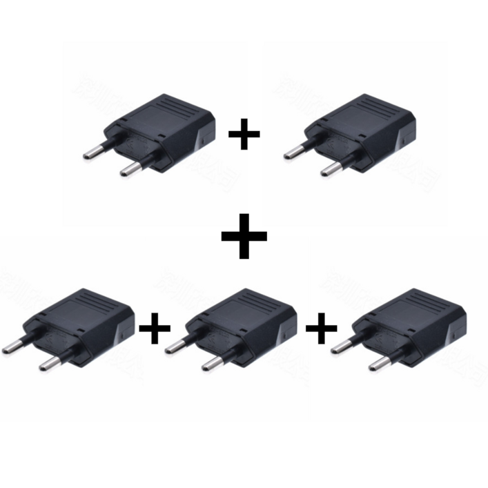 5개 유럽형 변환 돼지코 플러그 미국 중국 변환 어댑터 EU US plug, 4.8mm, 블랙, 5개