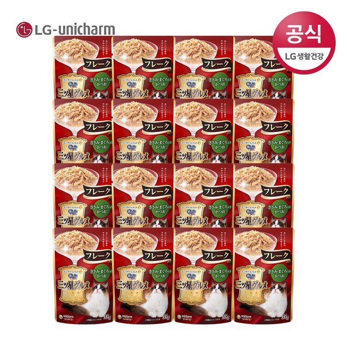 LG유니참 고양이 간식 미쓰보시 후레이크 (닭가슴&참치&가다랑어) x 16팩, 단품, 상세 설명 참조, 단일상품