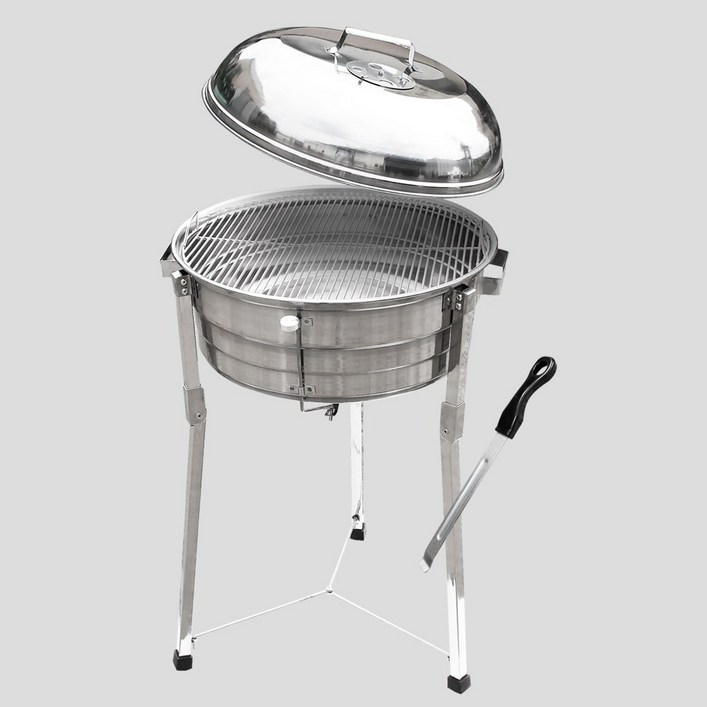 능산로스타 3032 원형스텐훈제그릴 스탠드 대형 기름받이형, 1개