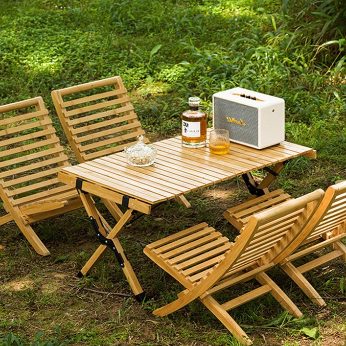 칼루스 캠핑 원목 대형 롤테이블 감성 우드 내추럴 접이식 차박 가방포함