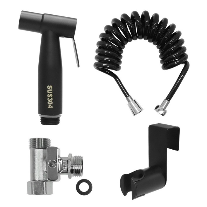 미리내 욕실청소 SUS 스프레이건  코일호스 3m 화이트 세트