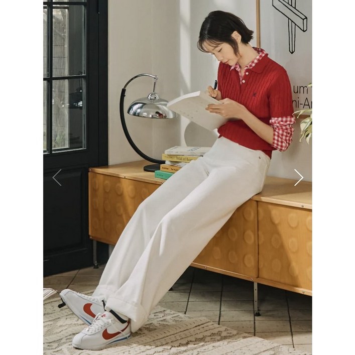 빈폴레이디스 와이드 뒷밴딩 데님 팬츠 아이보리 BF5321C050