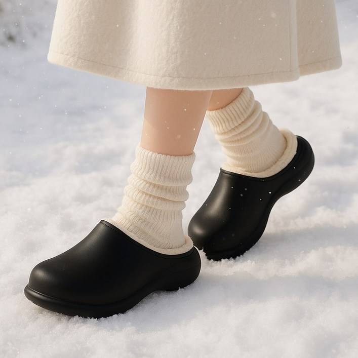 후노우즈 포근포근 남여공용 실내 실외 방수 방한 EVA 털 슬리퍼