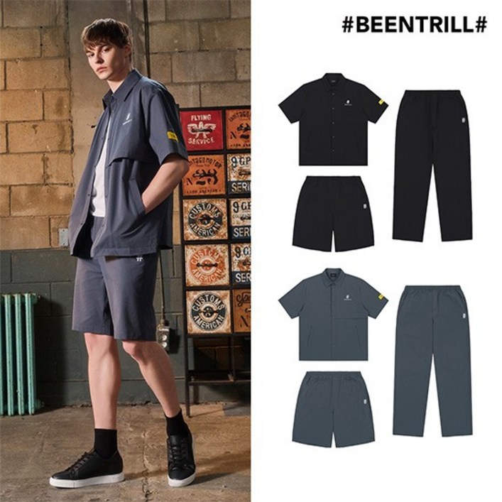 빈트릴 BEENTRILL 25SS 우븐 셔켓 셋업 3종 세트 남성
