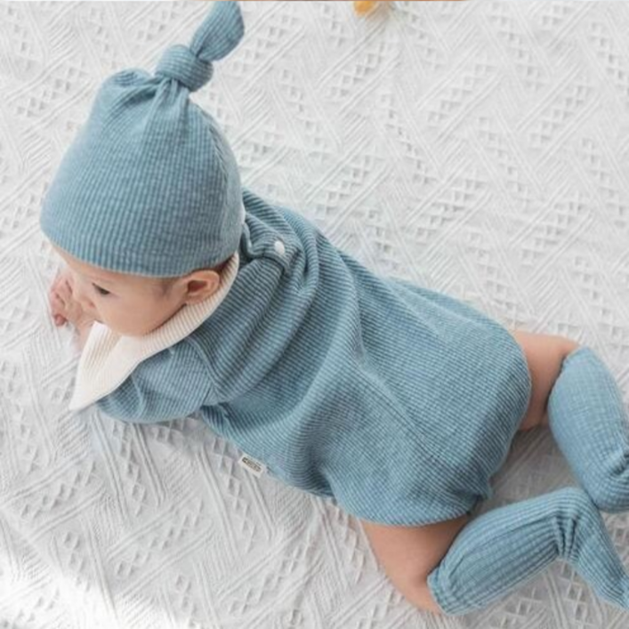 출산백일선물 우이동금손 슬러브피치 카라바디수트 4종선물세트 선물포장