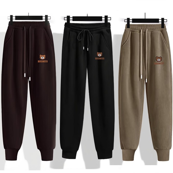 Sherrich 곰돌이 패턴 여성 조거바지 가을 여성 골덴바지 MXL