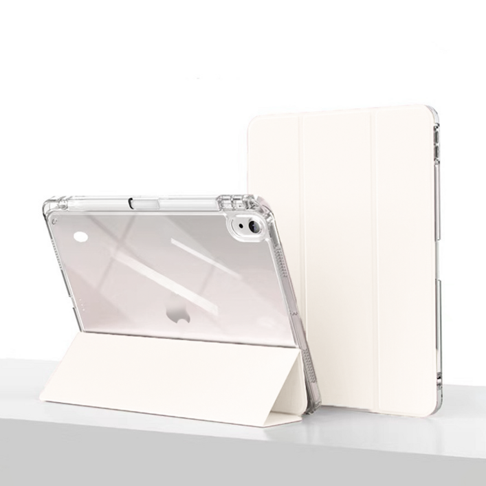 링고룸 아이패드 클리어 애플펜슬 수납 태블릿pc 케이스  스티커 증정, 퓨어바닐라, 1개