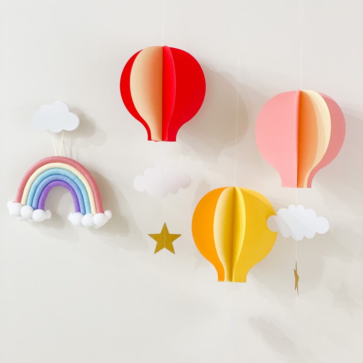 그리다 구름 열기구 모빌 세트