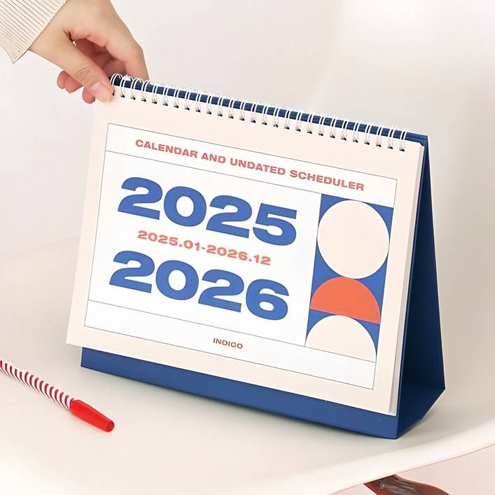 인디고 기본 2년 탁상 달력 v.4 25년 1월26년 12월 날짜 만년 2025년 2026년 달력