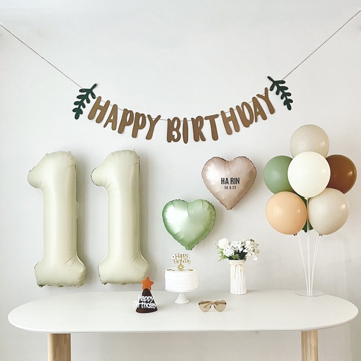 연지마켓 생일 파티 풍선 용품 세트 가랜드 숫자 이름 레터링 포함, 1세트