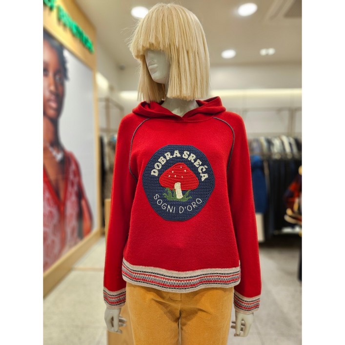 [베네통] 머쉬룸 크로셰 후드 니트 BAKPB1561