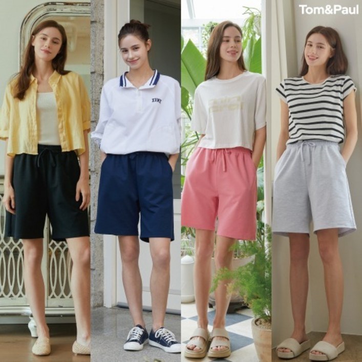 4SET 탐앤폴 여성 여름 면 스판 밴딩 반바지 4SET 탐앤폴 여성 여름 면 스판 밴딩 반바지