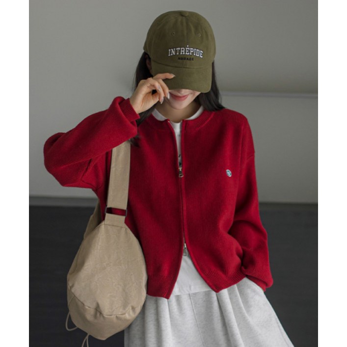 FRENCHCHIC (융ver.)코스에그 자수 투웨이 니트집업 가디건