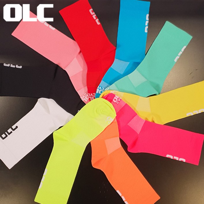OLC 자전거 운동 요가 헬스 스포츠 양말, 형광오렌지