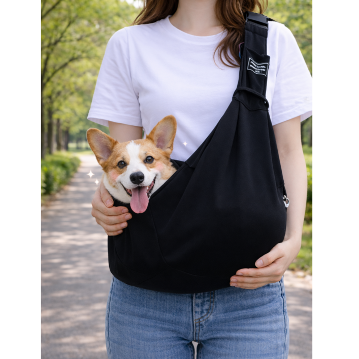 쿠비안 강아지 3세대 길이조절 포대기 슬링백 이동가방