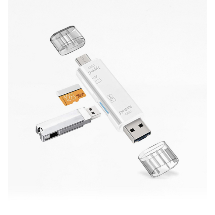 3in1 멀티 마이크로SD 카드리더기 스마트폰 OTG연결 블랙박스 TF카드, 화이트