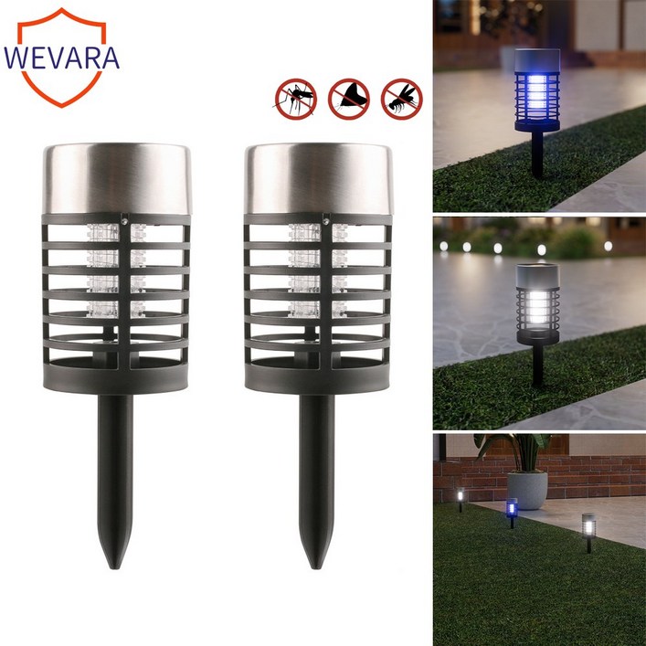 Wevara 실외용 태양열 블루라이트 포충기  무선 휴대용 땅 삽입형 설치