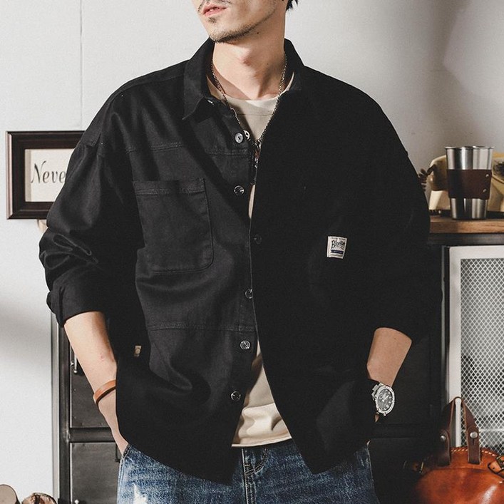 순면 루즈핏 레트로 셔츠 자켓 빈티지 캐주얼 남방