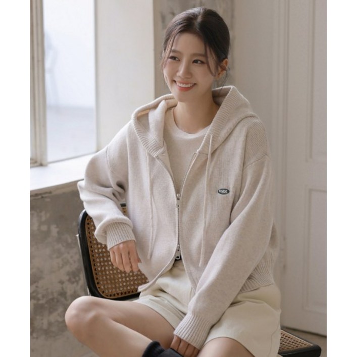 매장정품 FRENCHCHIC 후드ver.코스에그 자수 투웨이 니트집업 후드가디건 12229265 618065