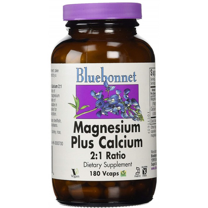 블루보넷 마그네슘 플러스 칼슘 2대1 비율 베지터블 캡슐 무설탕 글루텐 프리, 180개입, 1개