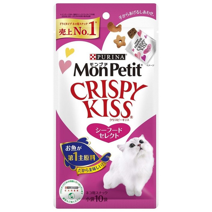 몽푸치 크리스피 키스 고양이용 간식 해산물 셀렉트 30g(3g×10봉지)×5개 세트