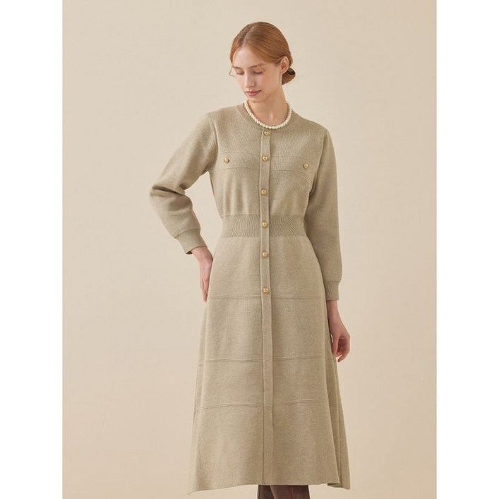 매긴 골드 버튼 니트 원피스 M5W1OP3061